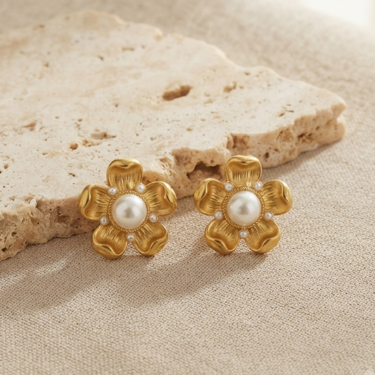 Pearl Gold Stud Earrings