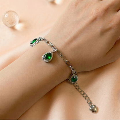 Emerald Toned Charms Chain Braclet
