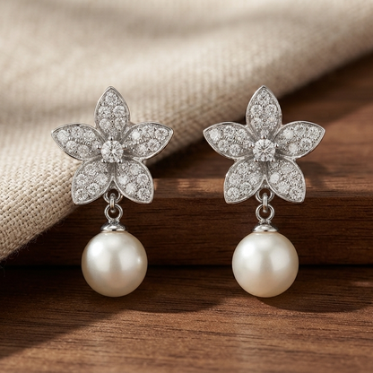 Pearl Bloom Floral Drop Earrings