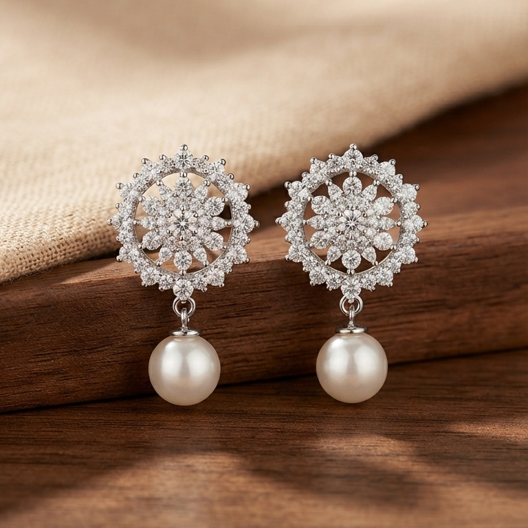 Halo Pearl Drop Earrings