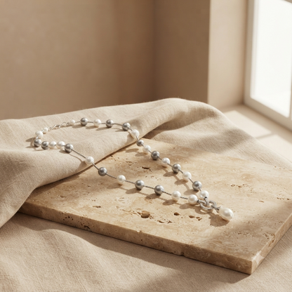 White & Grey Shell Pearl Necklace