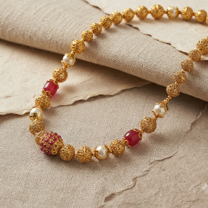 Temple Red Beads Necklace