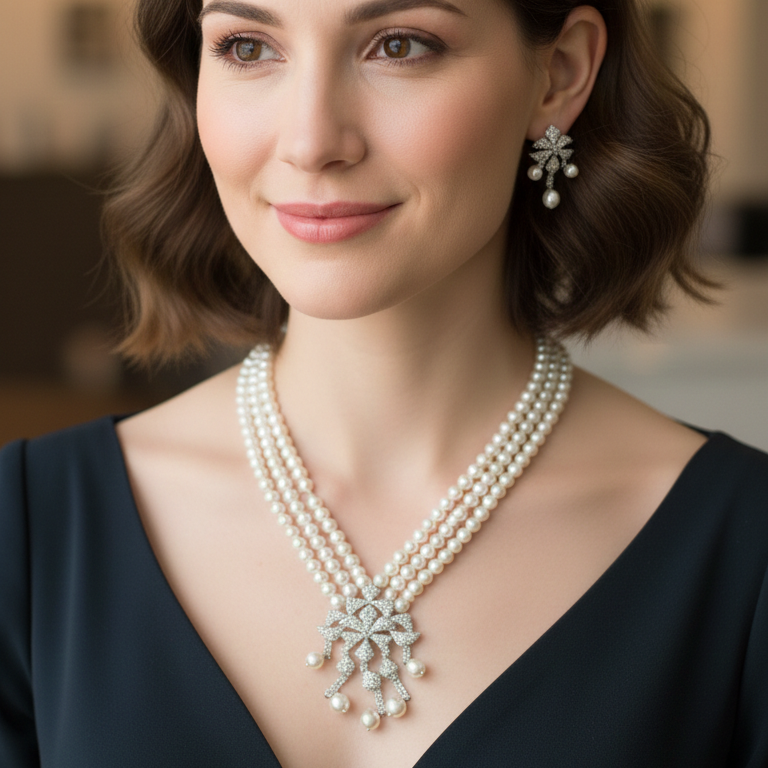 Pearl Petal Elegance Necklace Set