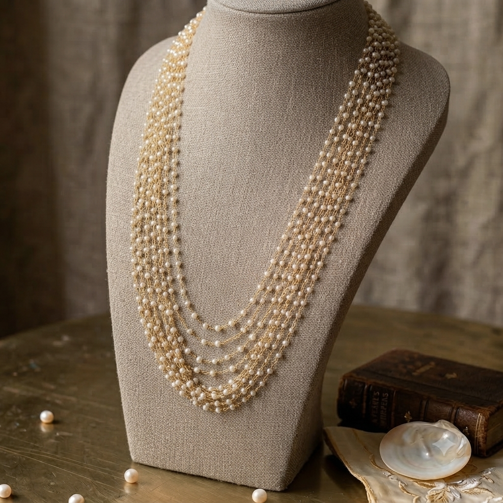 Layered Pearl And Gold Necklace