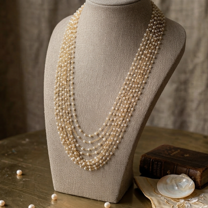 Layered Pearl And Gold Necklace