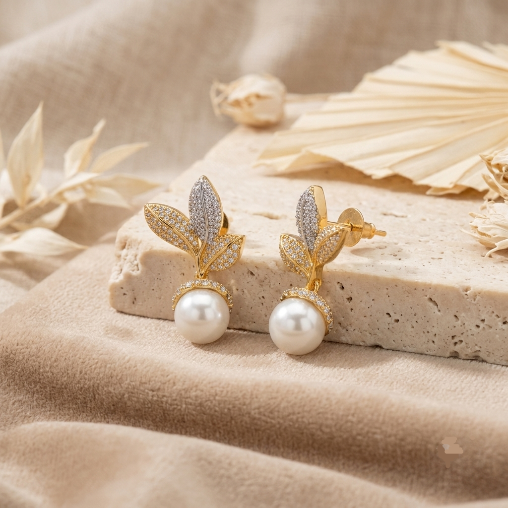 Nishi Peal Drop Zirconia Earrings