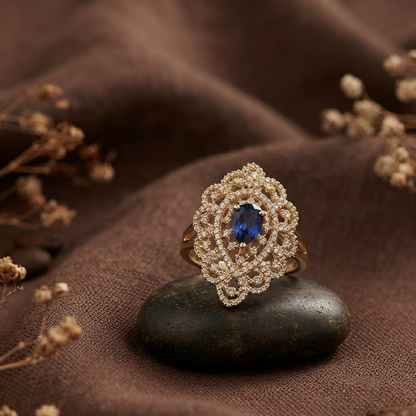 blue stone kundan ring