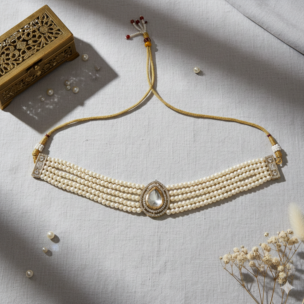 White Pearl Choker Necklace