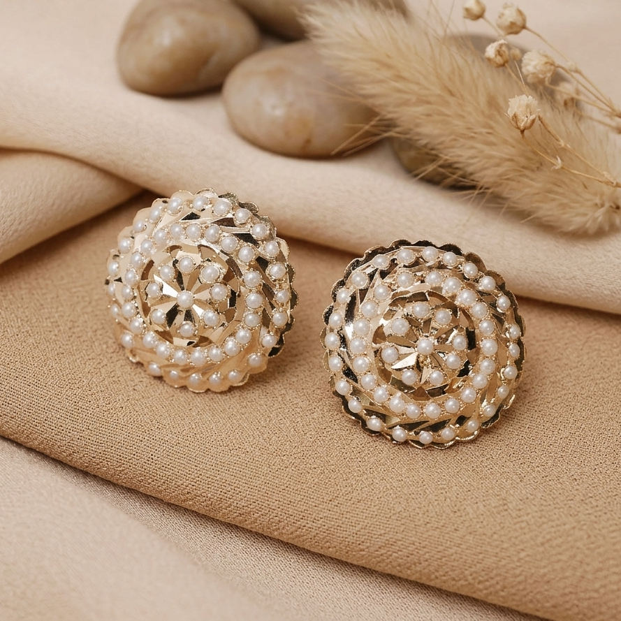 Malti Gold and Pearl Jadau Earrings