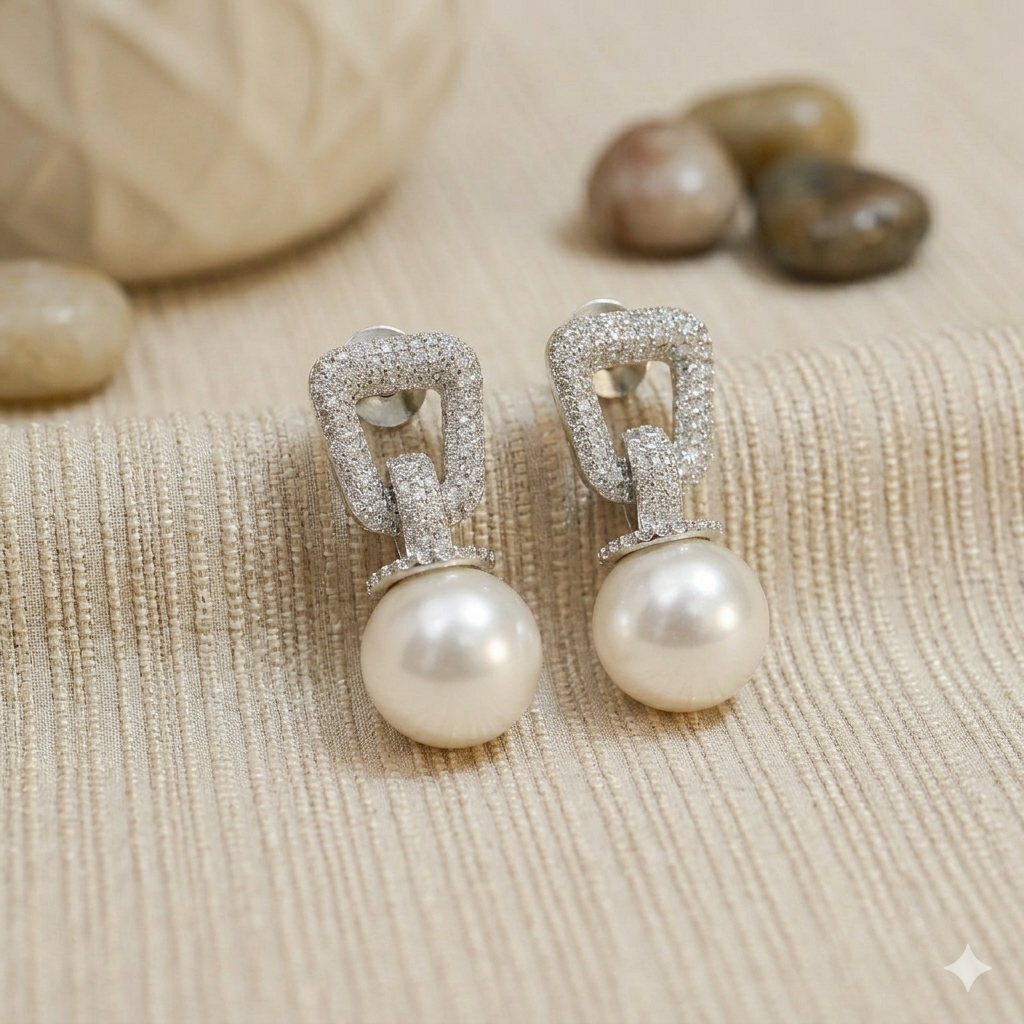 Mallika Zirconia Pearl Drop Earrings