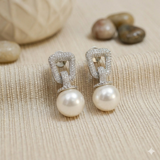 Mallika Zirconia Pearl Drop Earrings