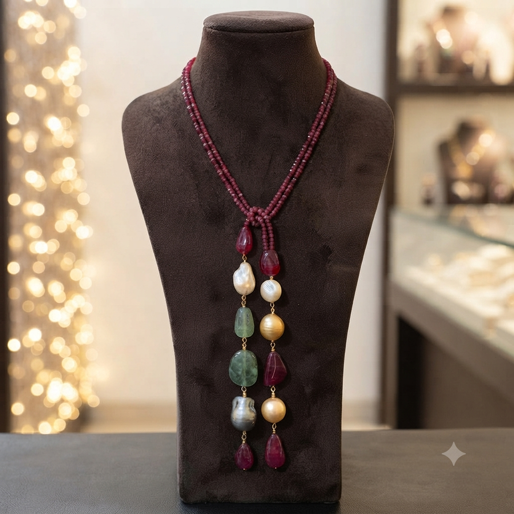 Mystic Coloured Tie Drop necklace