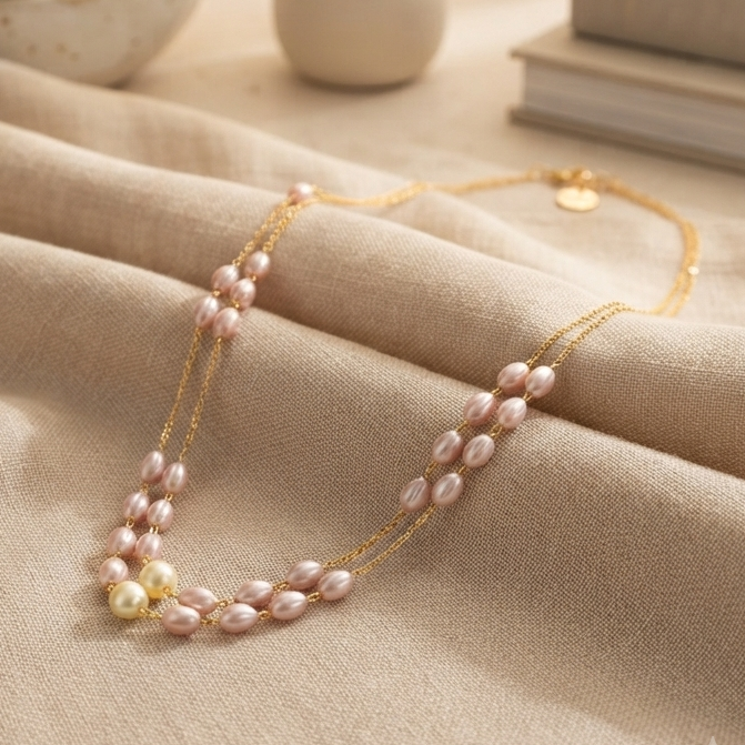 Pastel Double Layered Chain Necklace