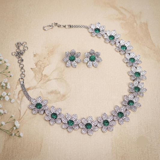 Lush Green Stone Necklace Set