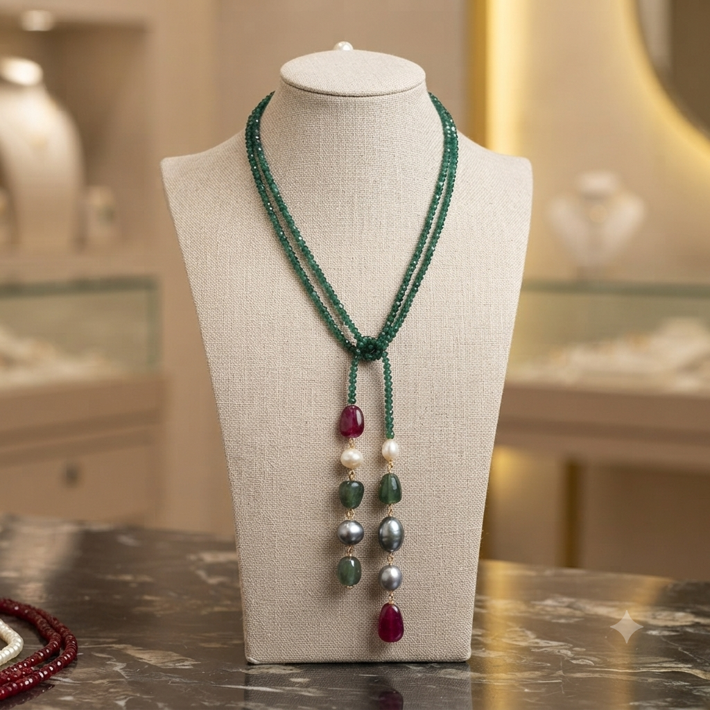 Mystic Coloured Tie Drop necklace