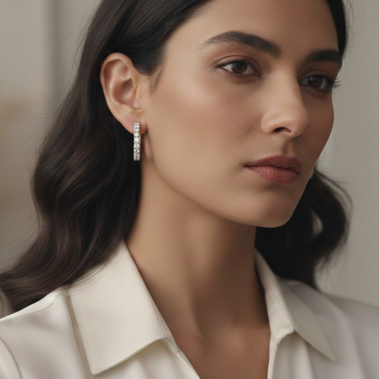 Minimal Diamond Bar Drop Earrings