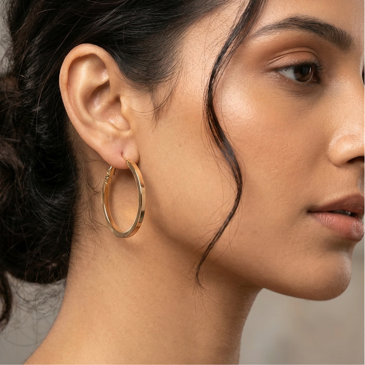 Gold Plain Medium hoop Earrings