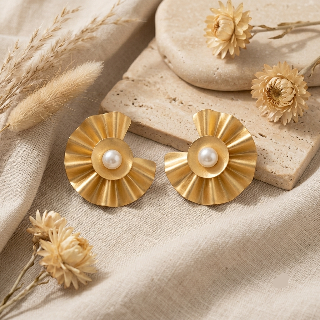 Meher Modern Pearl Stud Earrings