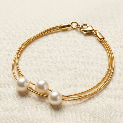 Golden layered pearl braclet