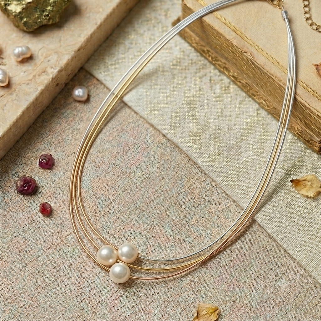 Nene Three Toned Pearl Layered Necklace