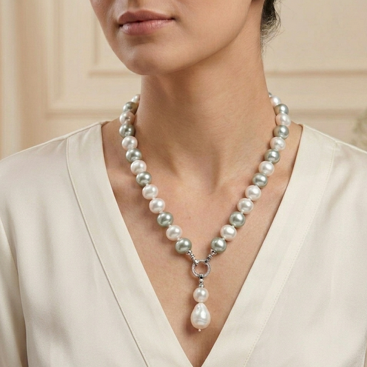Grey and White Pearl Necklace