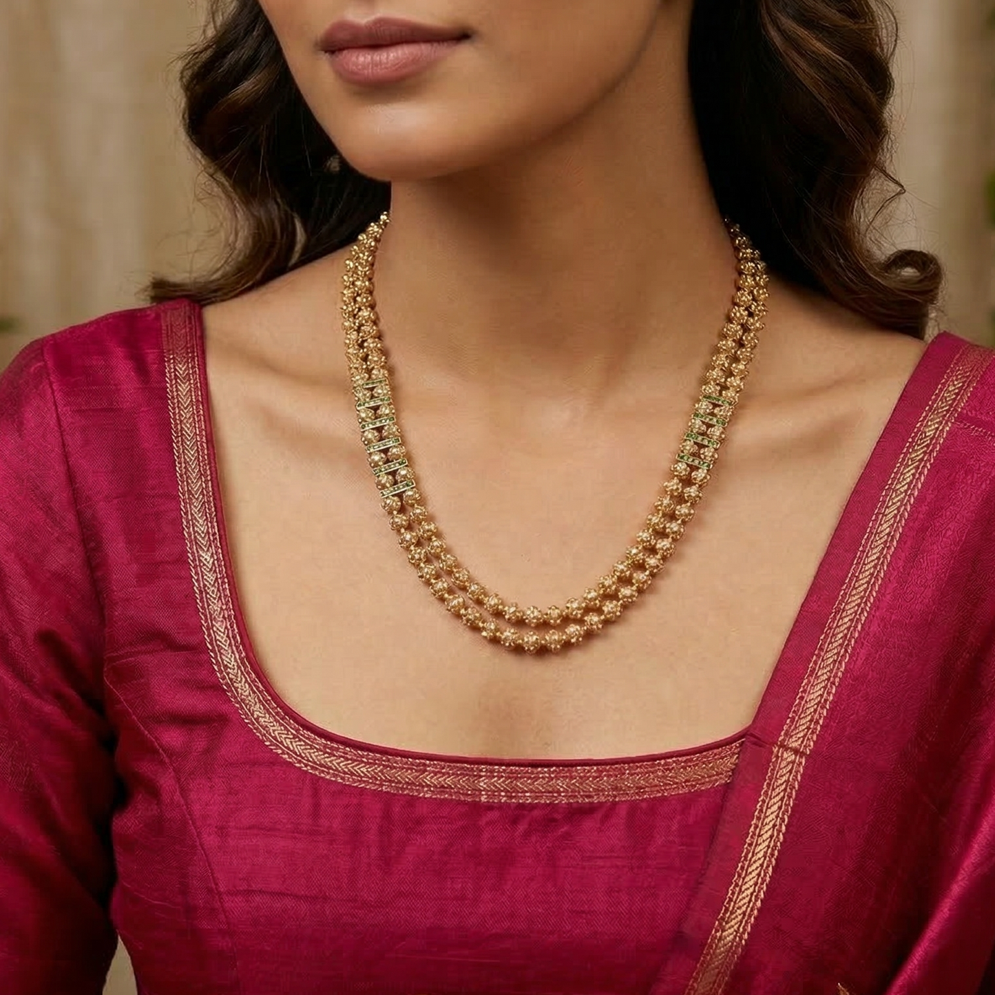 Gold and Pearl Jadau Necklace