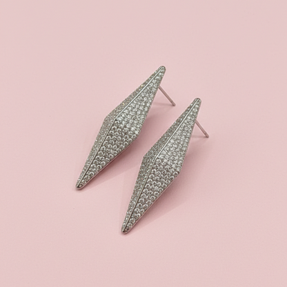 Silver Crystal Statement Drop Earrings