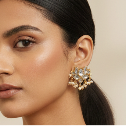 Kundan lotus Earrings