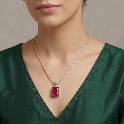 Ruby Toned Pendant Necklace Set