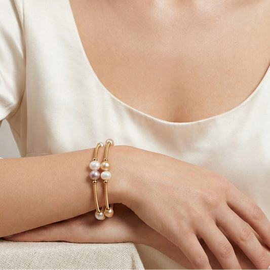 Kamakshi Openable Pearl Bangles cum Bracelet