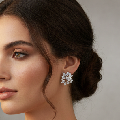 Zirconia Cluster Earrings