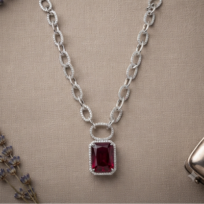 Ruby Drop Zirconia Necklace