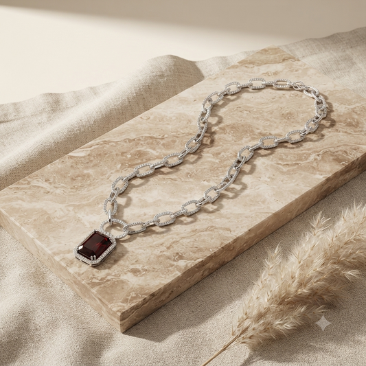 Ruby Drop Zirconia Necklace