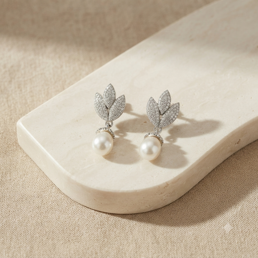 Leafy Pearl Earrings