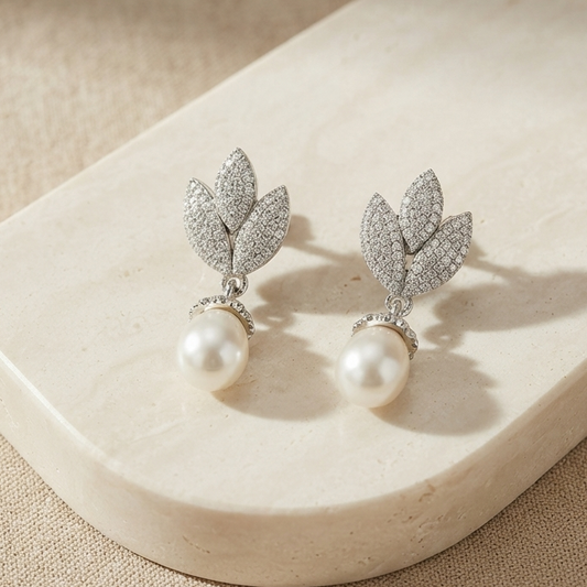 Leafy Pearl Earrings