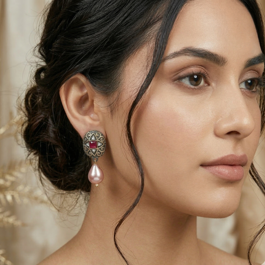 Aarika Rosegold Pearl Drop Earrings