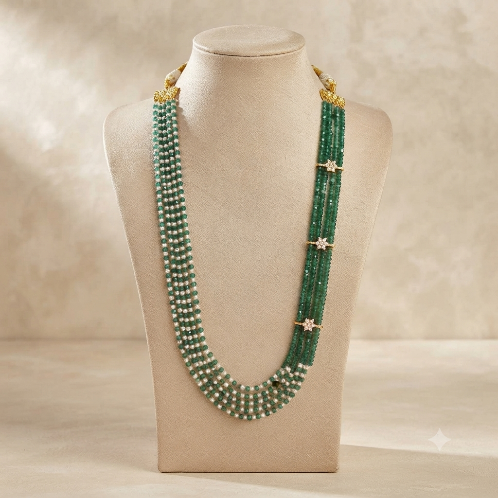 Green Crystal Multi-Layer Statement Necklace