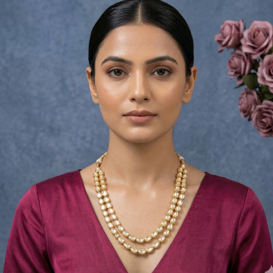 Akansha Double Line Polki Necklace