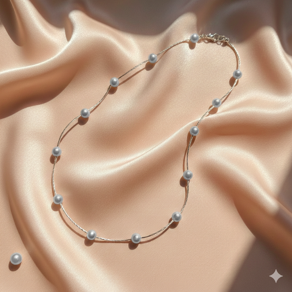 White Wire Single Line Necklace