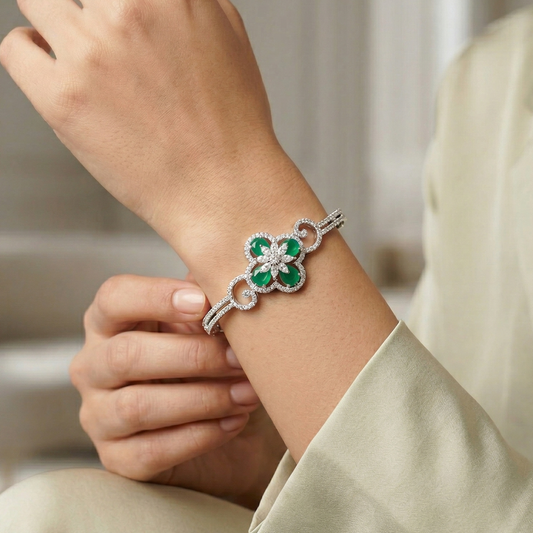 Arpana Green Stone Zirconia Bracelet