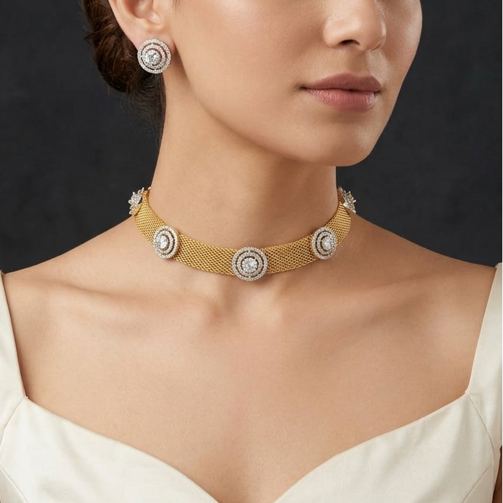 Gold Band Choker Necklace
