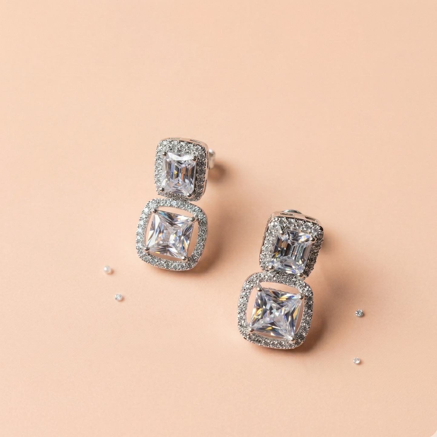 Princess Cut Zirconia Earrings