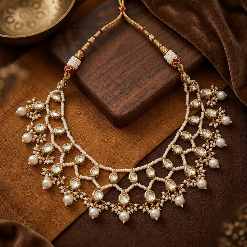 Katyayini Kundan and Pearl Necklace Set