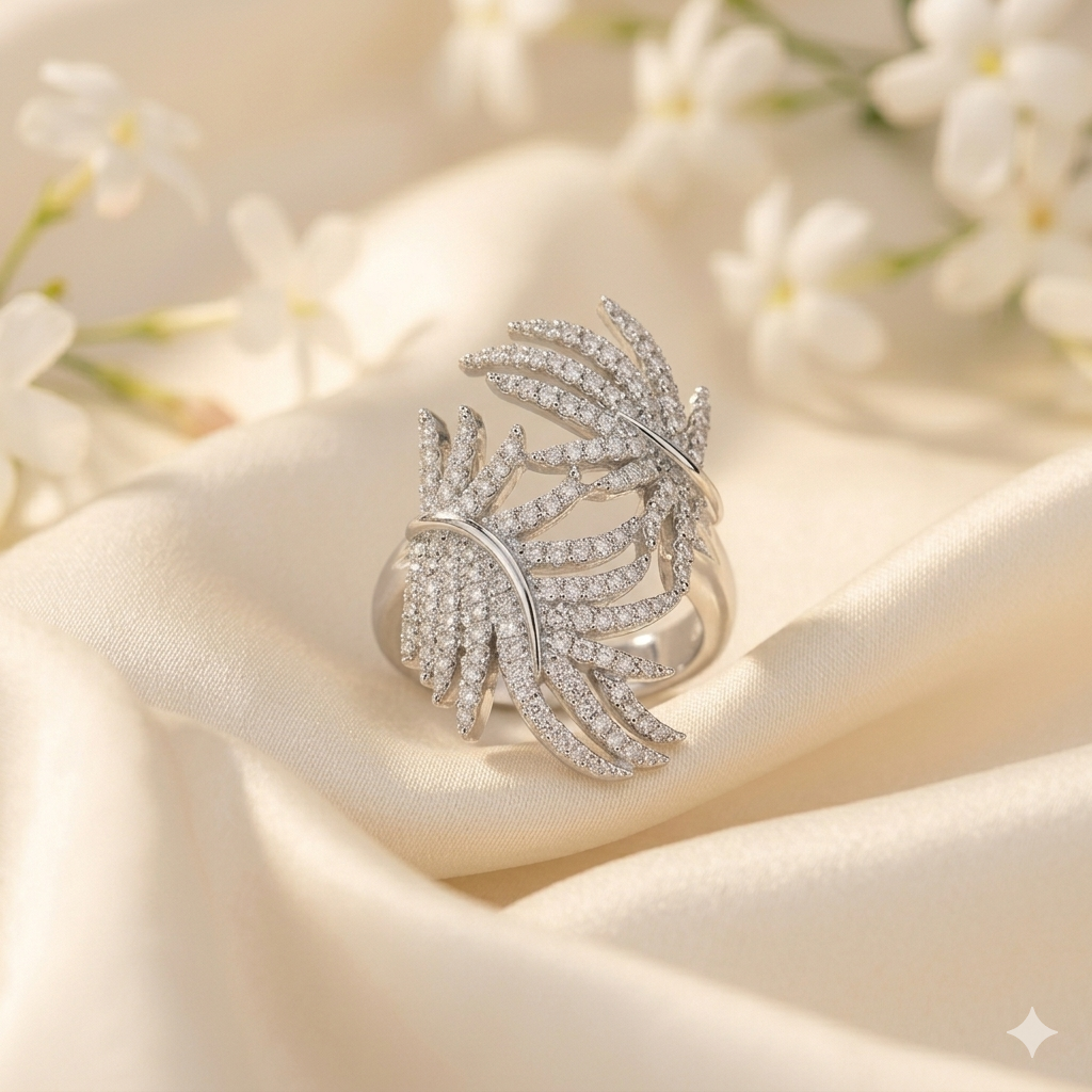 Grand Leafy Zirconia Ring