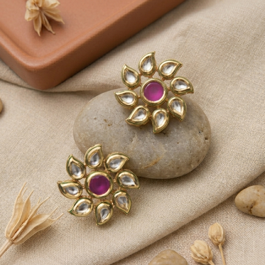Mehar Ruby Toned Kundan Earrings