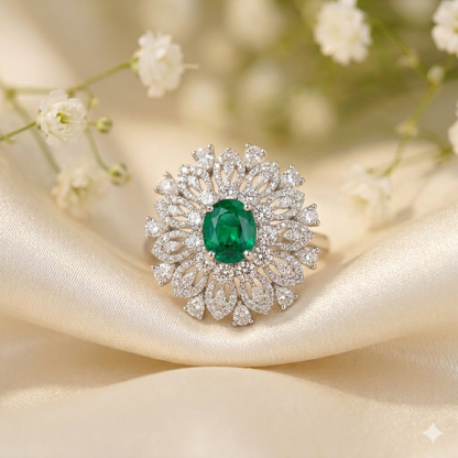 Emerald ad stone ring