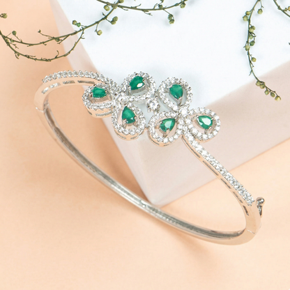 Arohi Green Stone Openable Zirconia Bracelet