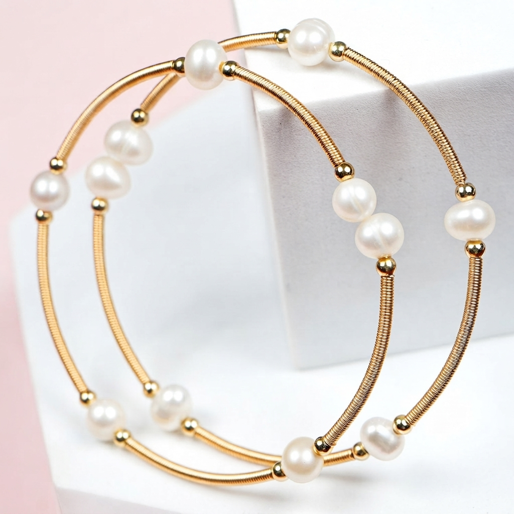 Kamakshi Fresh Water Pearl Openable Bangles cum Bracelet