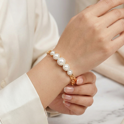 Rosegold Toned Pearl Bracelet