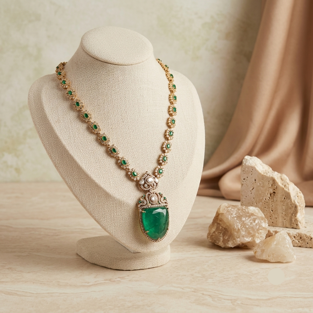 Zara Emerald Colour Necklace Set
